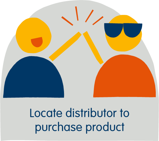 Locate distributor to purchase product